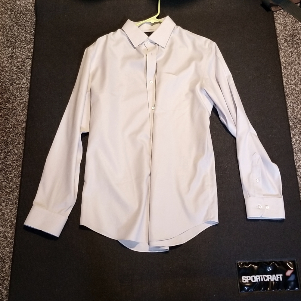 💥Like NEW Banana Republic mens grey long sleeve dress shirt 16/16.5